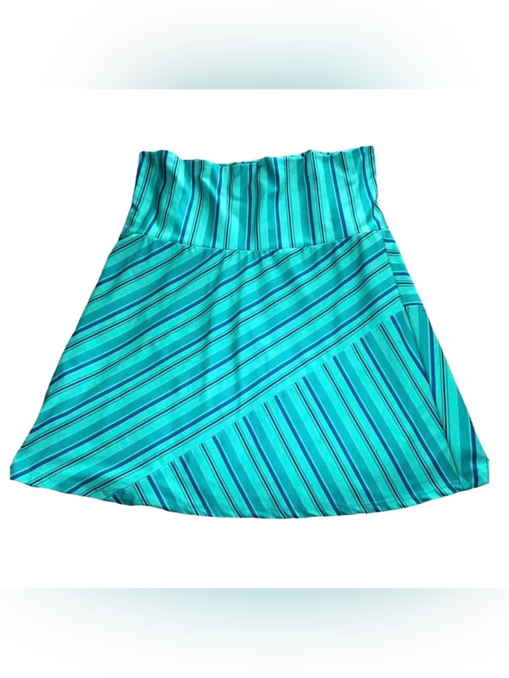 NWOT TEHAMA Teal and Aqua Striped Mini Skirt